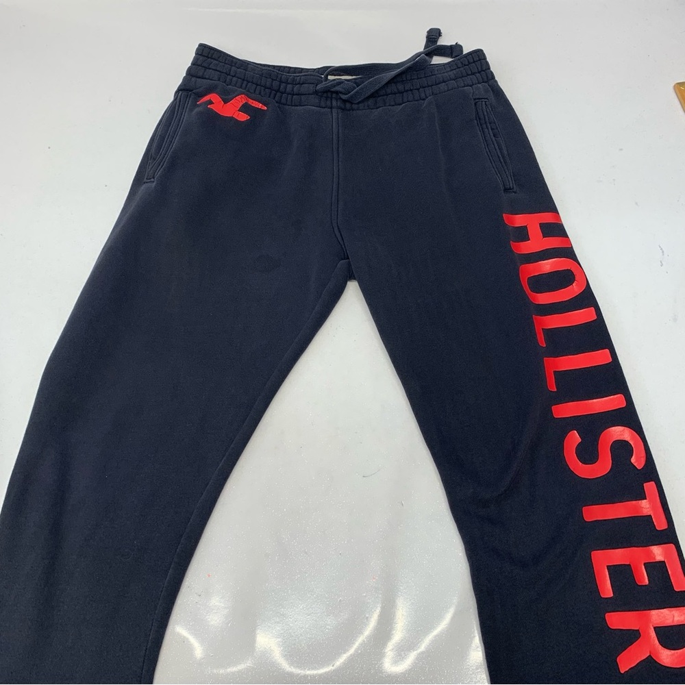 Hollister Mens Sweatpants Y2K Medium Lounge Blue Red Spell Out Pockets Casual - Picture 6 of 12